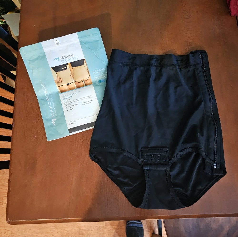 Marena Recovery High-Waisted Girdle Bikini Length w hook & eye side zipper Black